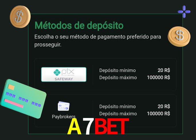 O cassino A7Bet oferece uma grande variedade de métodos de pagamento